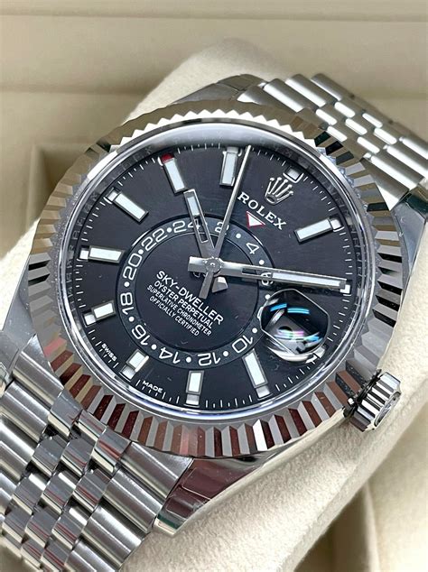 rolex black dial sky dweller|rolex sky dweller steel price.